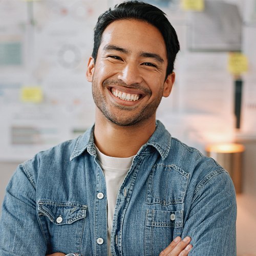 TalentConnect Candidate smiling in an office